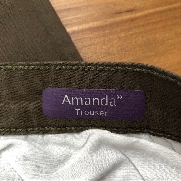 Gloria Vanderbilt Amanda Olive Green Cotton Straight Leg Trouser - Picture 8 of 10